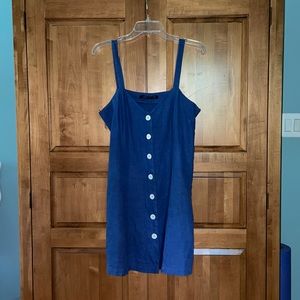 Blue linen button dress